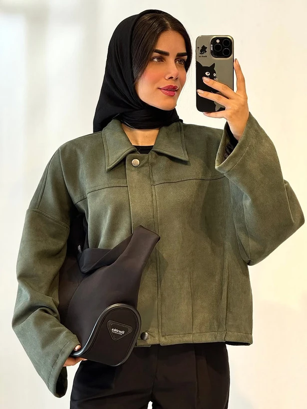 بامبر جکت جیر سوئیت زنانه سبز زیتونی سیر