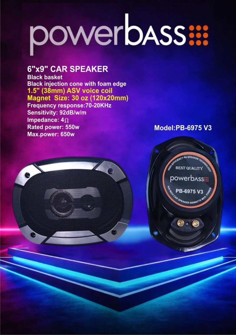 باند خودرو پاوربیس مدل PB-6975 V3 سایز 6×9 اینچ