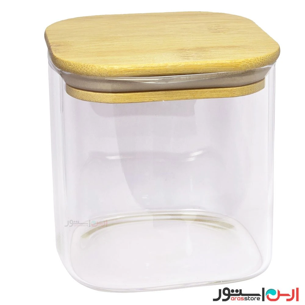 بانکه حبوبات مربعی پیرکس درب بامبو 10*10