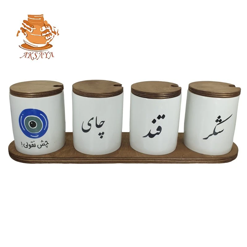 بانکه سرامیکی تکست مجموعه چهار عددی بهمراه استند