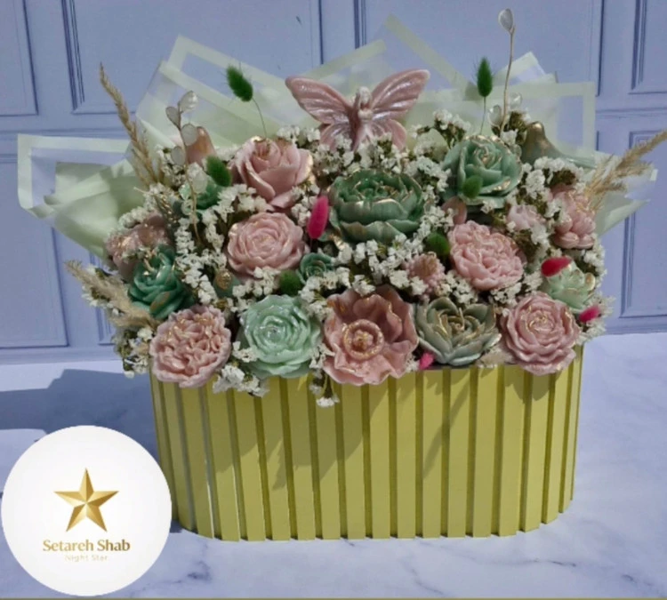 باکس شمع گل پاستیلی ستاره شب