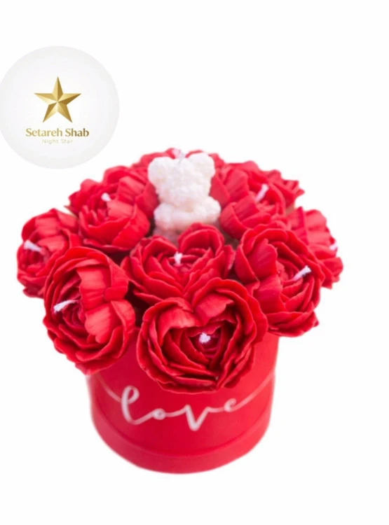 باکس گل شمع باخرس قلب دار