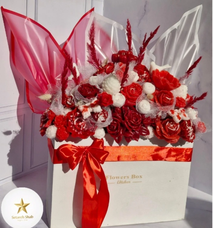 باکس گل شمع هدیه