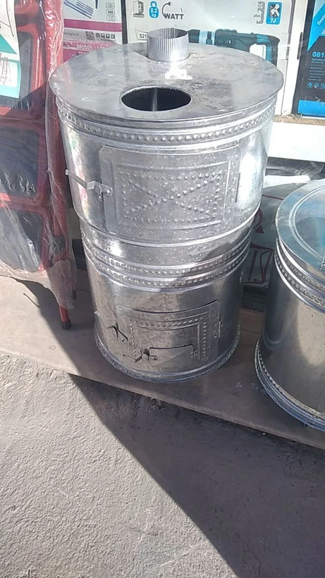 بخاری هیزمی گرد دو طبقه