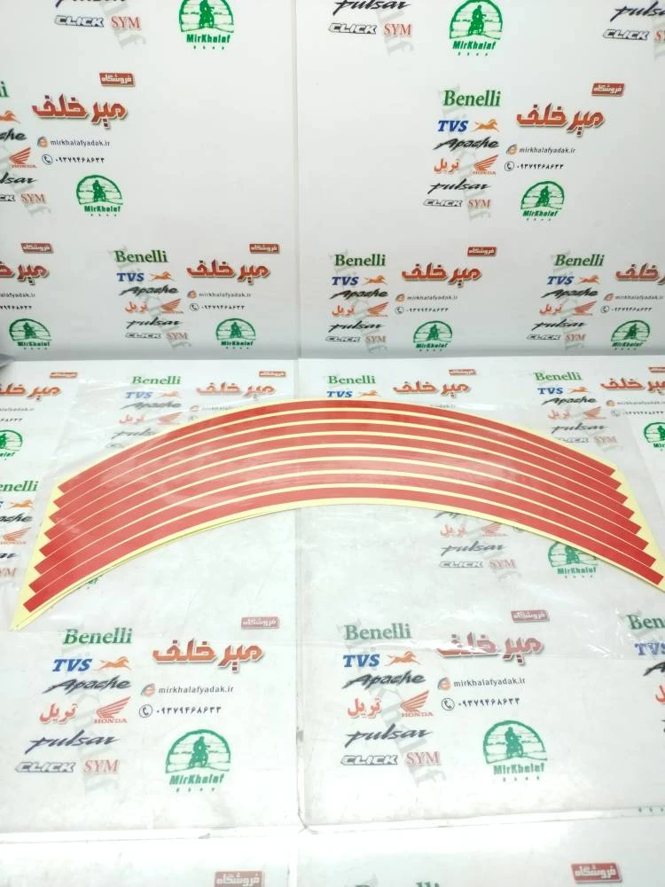 برچسب (شبرنگ) دور رینگ ساده باریک (قرمز)