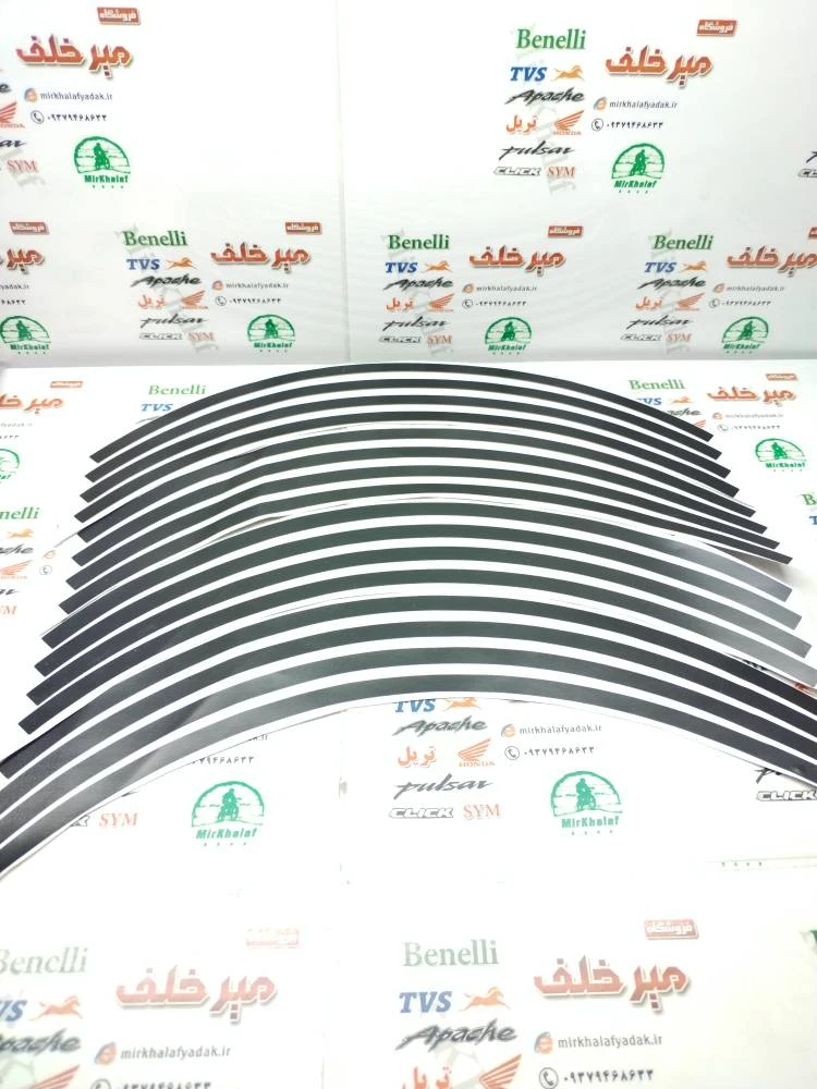 برچسب (شبرنگ) دور رینگ ساده باریک (مشکی)