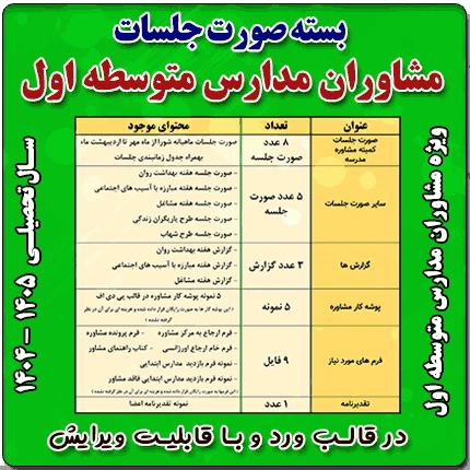 بسته صورت جلسات مشاوران مدارس متوسطه اول 1405 – 1404