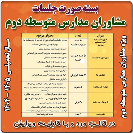 بسته صورت جلسات مشاوران مدارس متوسطه دوم 1405 – 1404