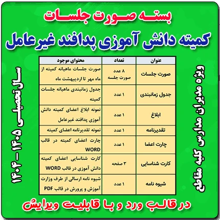 بسته صورت جلسات کمیته دانش آموزی پدافند غیرعامل 1405- 1404