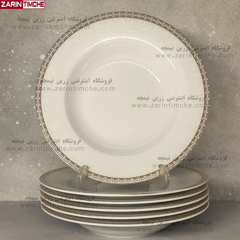 بشقاب خورشت خوری چینی زرین مدل ریوا طلایی