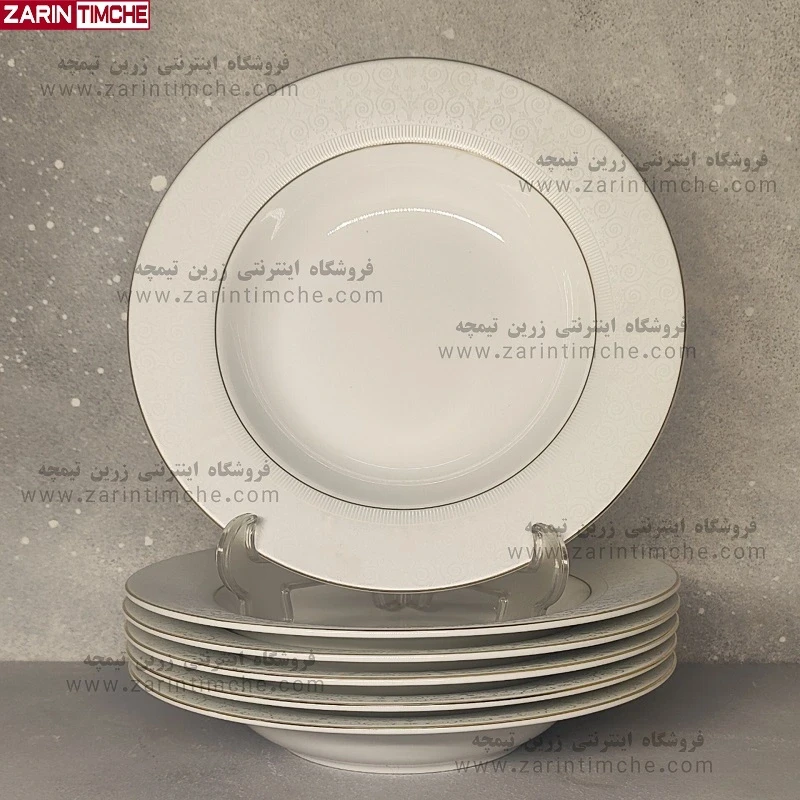بشقاب خورشت خوری چینی زرین مدل سپیدصدف