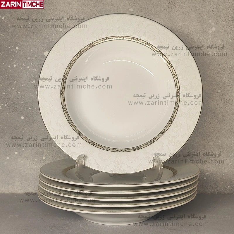 بشقاب خورشت خوری چینی زرین مدل هدیه طلایی