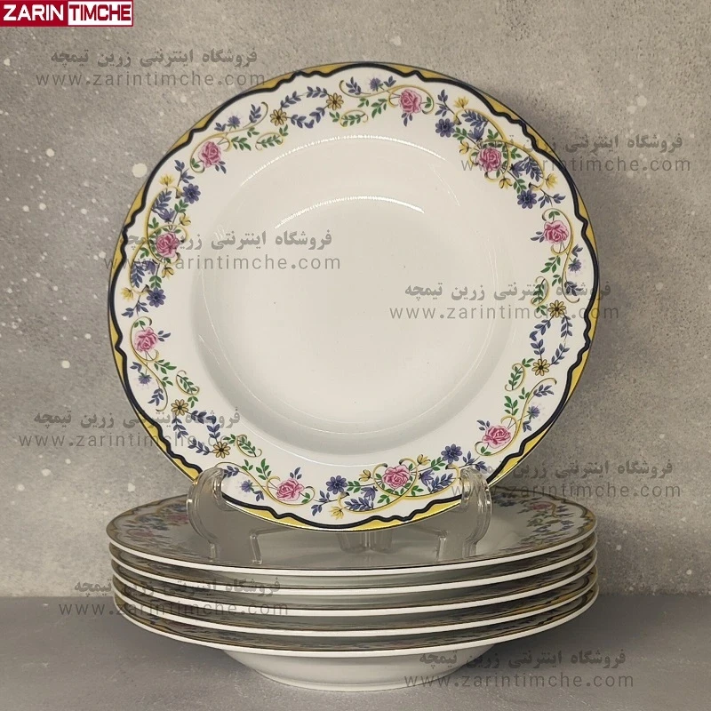 بشقاب خورشت خوری چینی زرین مدل گلستان