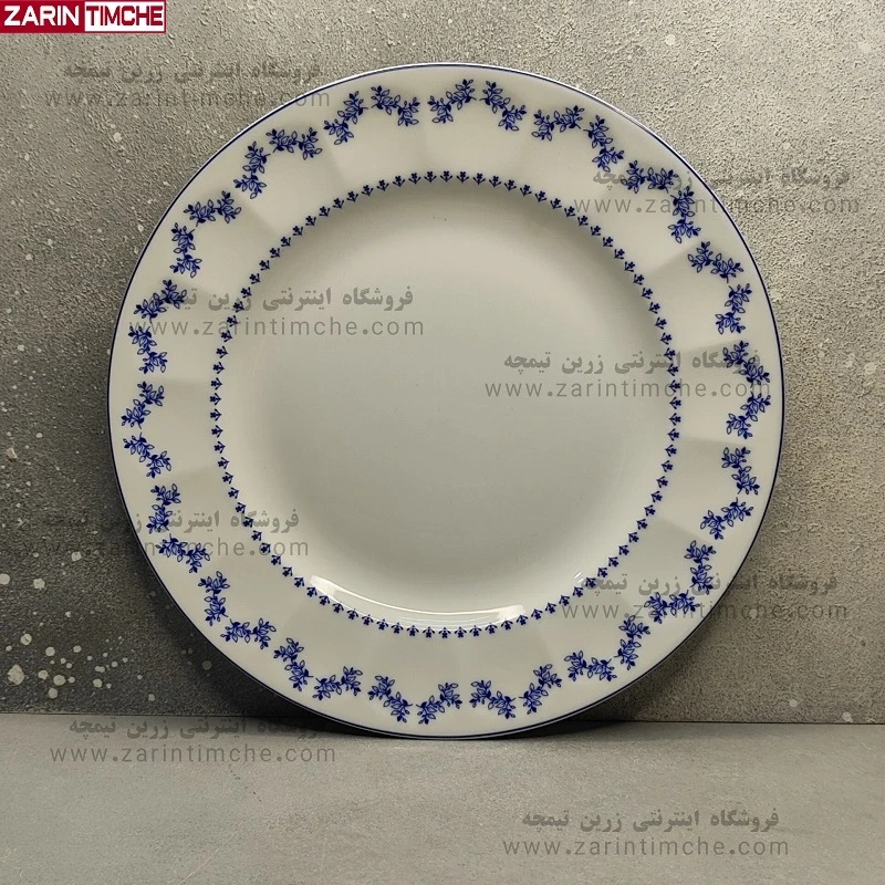 بشقاب غذاخوری چینی زرین مدل فرانسیس سرمه ای