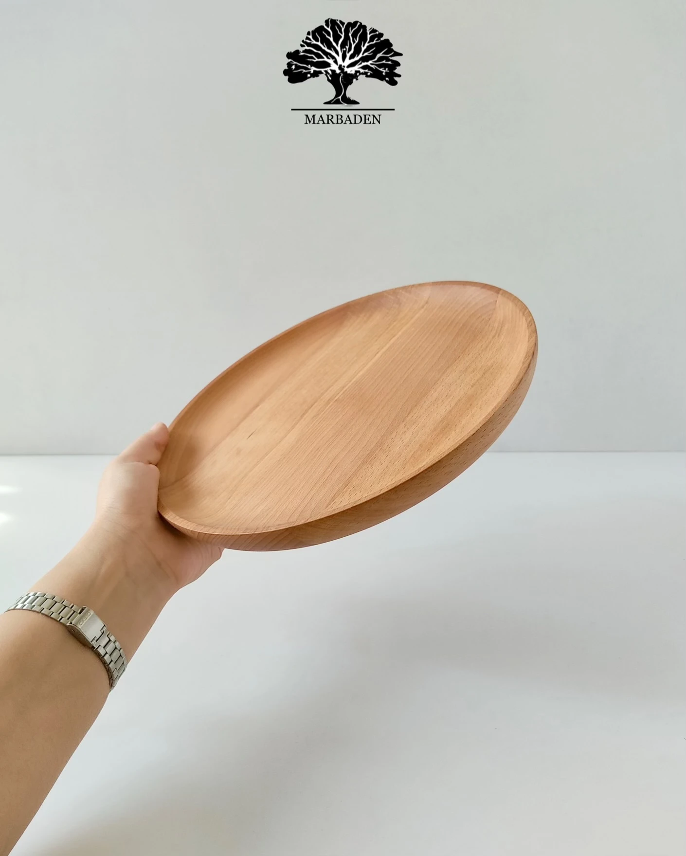 بشقاب چوبی مدل ساده قطر 25 سانتیمتر (چوب راش) Merida -10