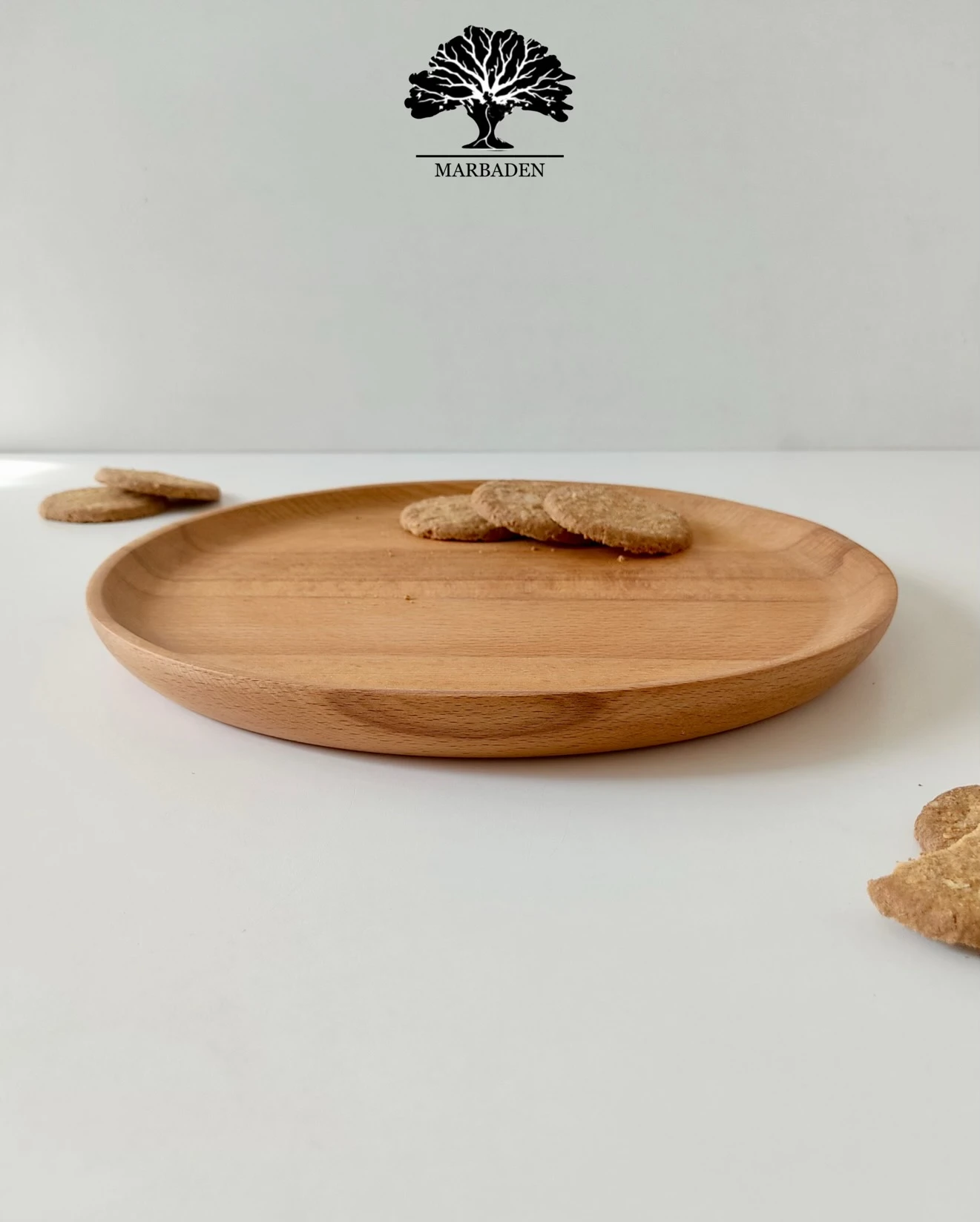 بشقاب چوبی مدل ساده قطر 30 سانتیمتر (چوب راش) Merida -12