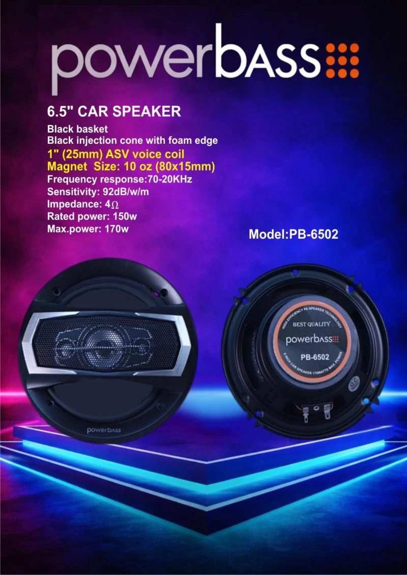 بلندگو خودرو پاوربیس مدل PB-6502 سایز 6.5 اینچ