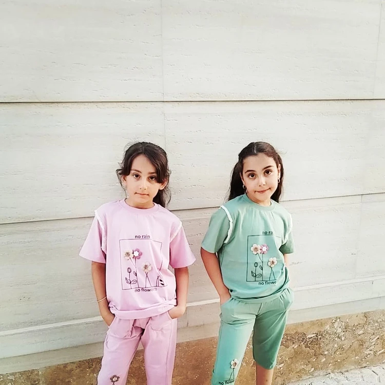 بلوز شلوارک گل دار نخ پنبه درجه یک دخترانه