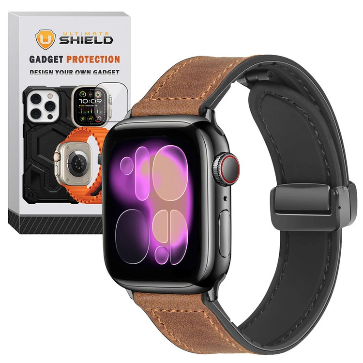 بند آلتیمیت شیلد مدل Smooth Leather Mag مناسب برای اپل واچ 42/44/45/49 میلی متری سری Se/1/2/3/4/5/6/7/8/9/Ultra/Ultra2/Ultra3