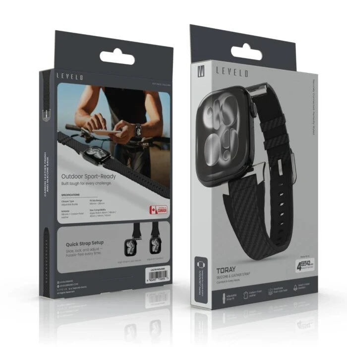 بند اپل واچ LEVELO لِوِلُ Toray Silicone & Leather Strap