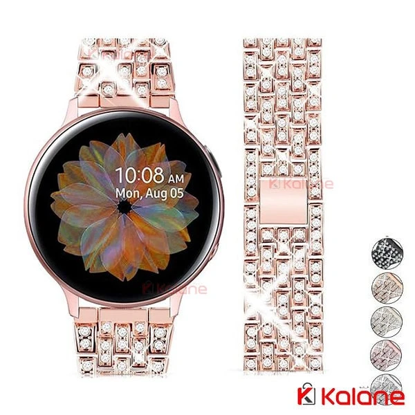 بند ساعت هوشمند Samsung Galaxy Watch Active مدل فلزی نگین دار