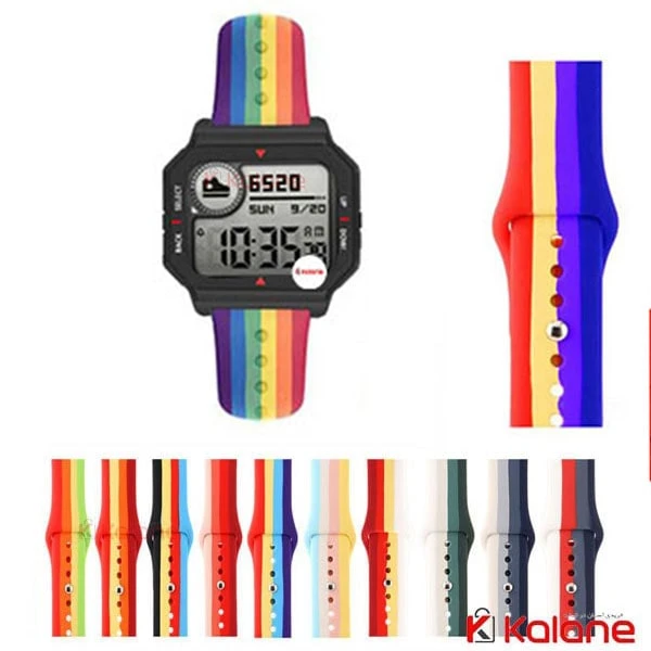 بند سیلیکونی ساعت هوشمند Xiaomi Amazfit Neo مدل رنگین کمان