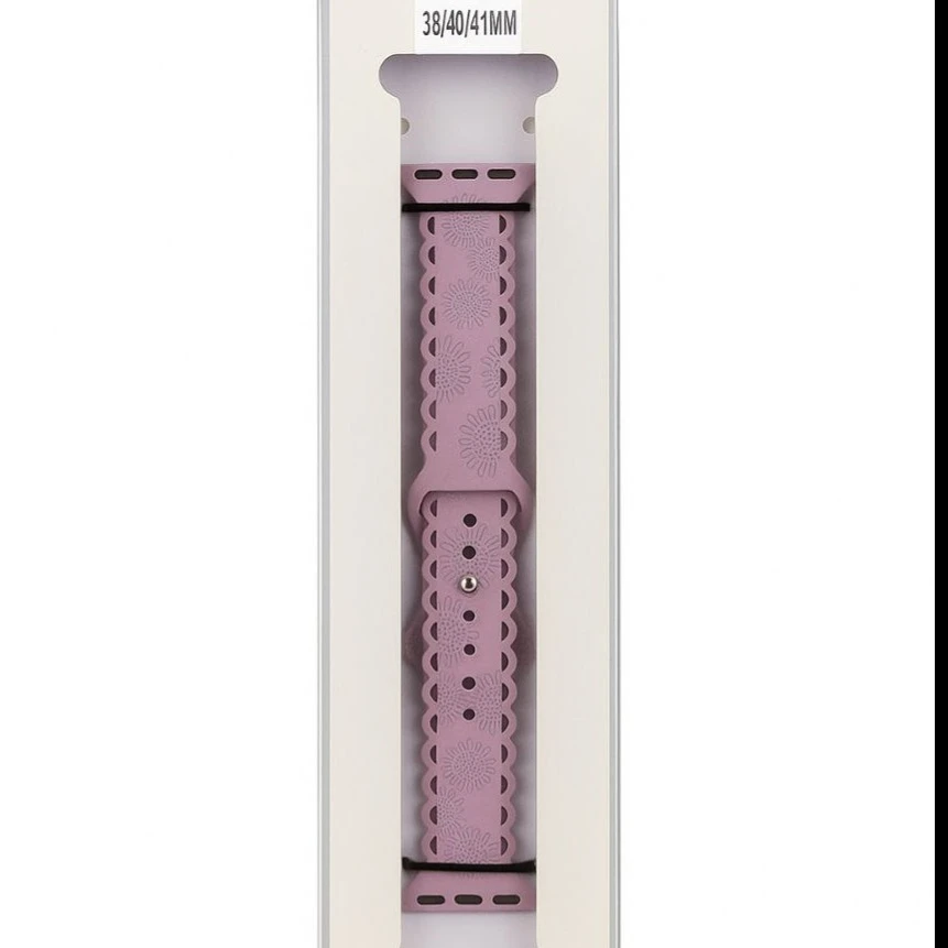 بند سیلیکونی طرح لیزری (گل) اپل واچ مدل Silicone سایز 38/40/41mm