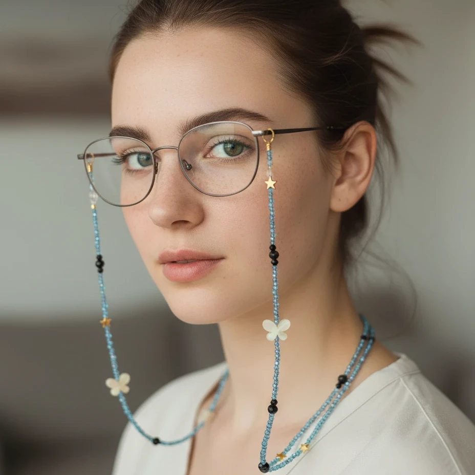 بند عینک دست ساز طرح پروانه 2