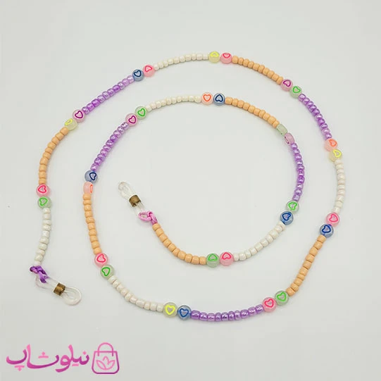بند عینک دستساز رنگی مدل قلب شب تاب کد 80