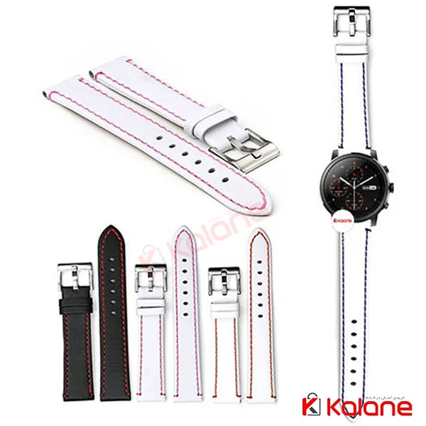 بند چرم ساعت هوشمند Xiaomi Amazfit Stratos مدل دوخت رنگی