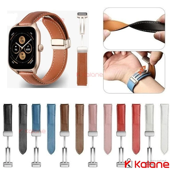 بند چرمی ساعت هوشمند Xiaomi Amazfit GTS 4 مدل Magnetic Buckle
