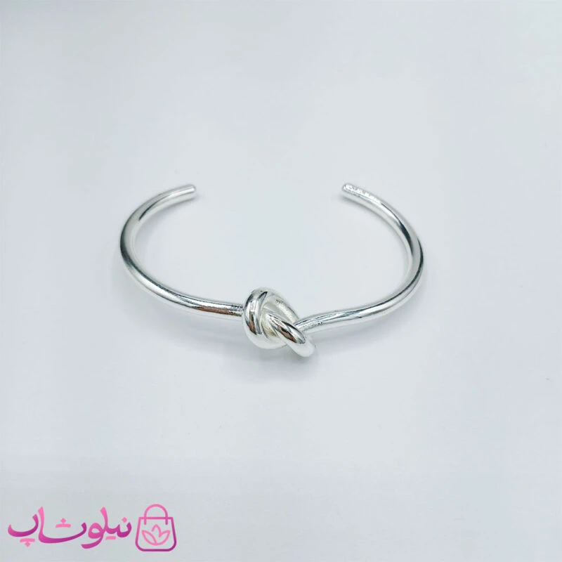 بنگل دخترانه آبکاری نقره ضخیم مدل گره کد 169