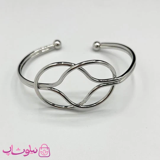 بنگل زنانه طرح فشن رنگ نقره ای کد 60