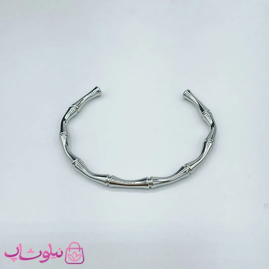 بنگل مردانه بامبو رنگ نقره ای ضخامت 4 میل کد 1491