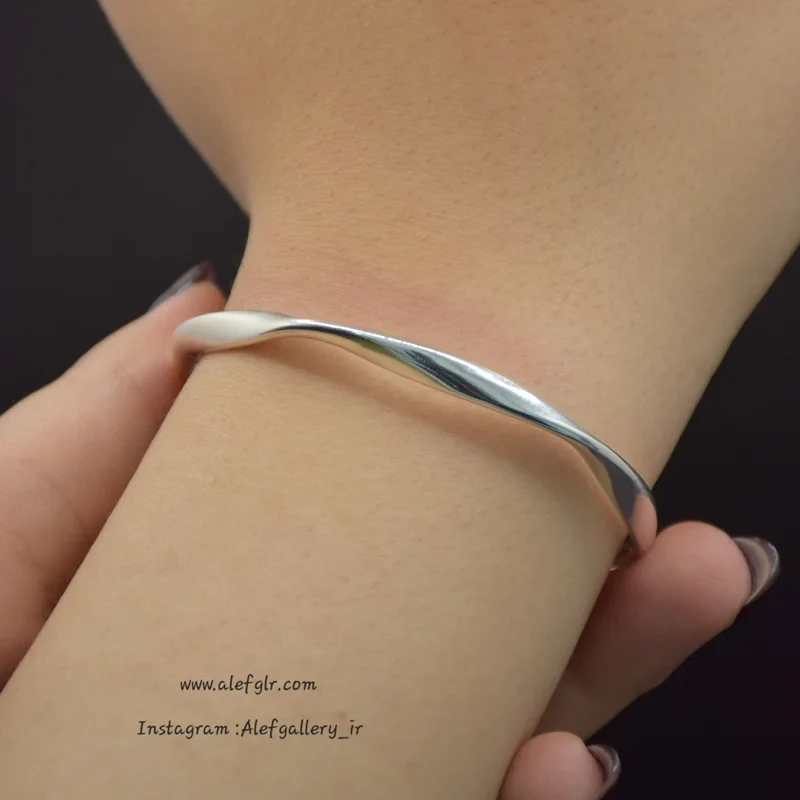 بنگل موج دار آبکاری نقره ( ارسال رایگان)کد250158