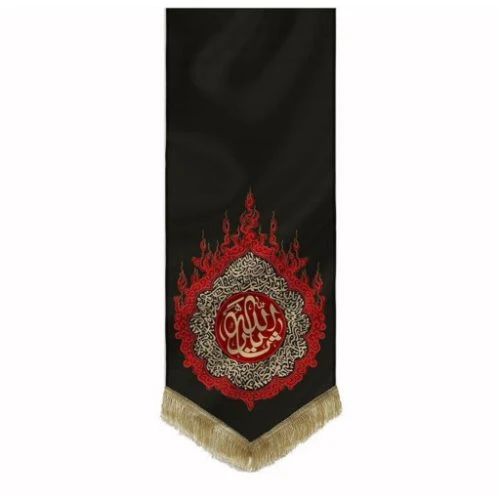 بیرق حرارت مشکی 70در150 طرح یا ثارالله پارچه کجراه کد 00201174