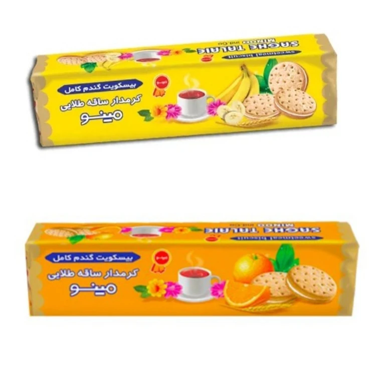بیسکویت ساقه طلایی کرمدار میوه ای مینو کارتن 28 عددی