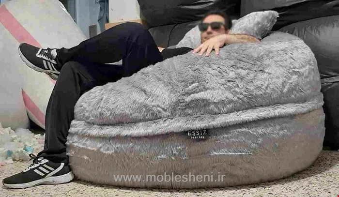بین بگ الیافی. سوپرسافت اشسیزEşsiz سایز۱۴۰×۸۰طوسی پرزبلند خرگوشی