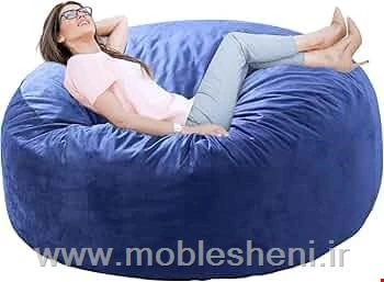 بین بگ الیافی گرد، با روکش مخمل آبی