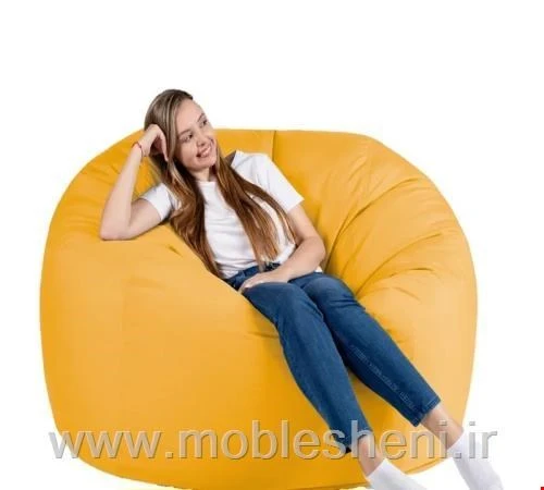 بین بگ الیافی گرد، با روکش مخمل زرد
