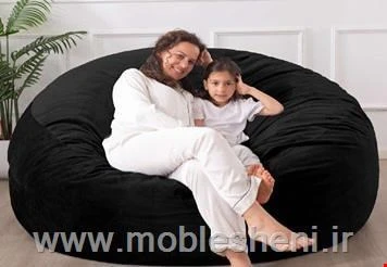 بین بگ الیافی گرد بزرگ باپارچه مخمل مشکی
