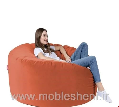 بین بگ گرد الیافی، با روکش مخمل آجری