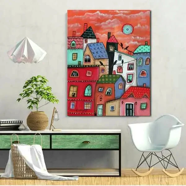 تابلو بوم چاپی لاویا طرح خونه ها کد ART-2036