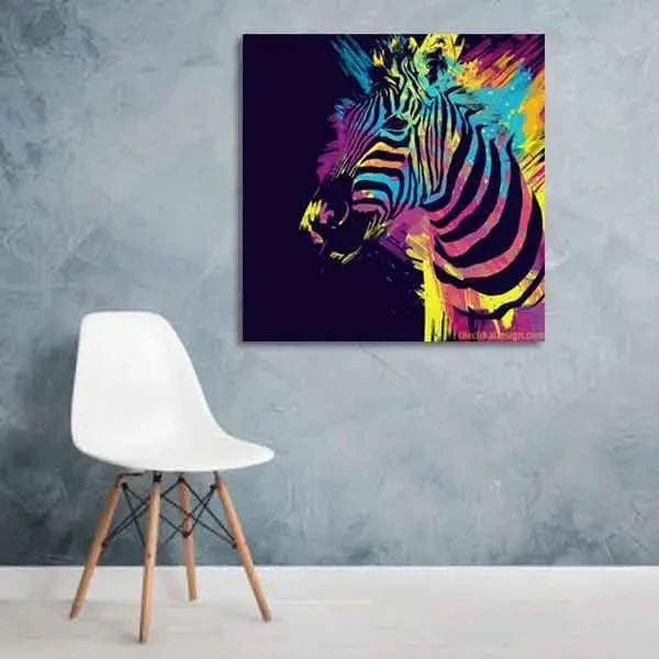 تابلو بوم چاپی لاویا طرح زبرا رنگی کد ART-3189