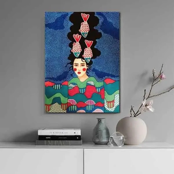 تابلو بوم چاپی لاویا طرح زن ترک کد ART-1987