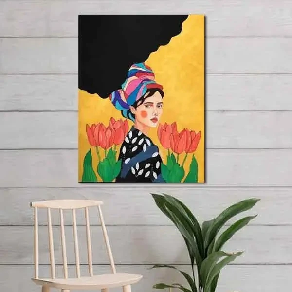 تابلو بوم چاپی لاویا طرح زن ترک کد ART-1990