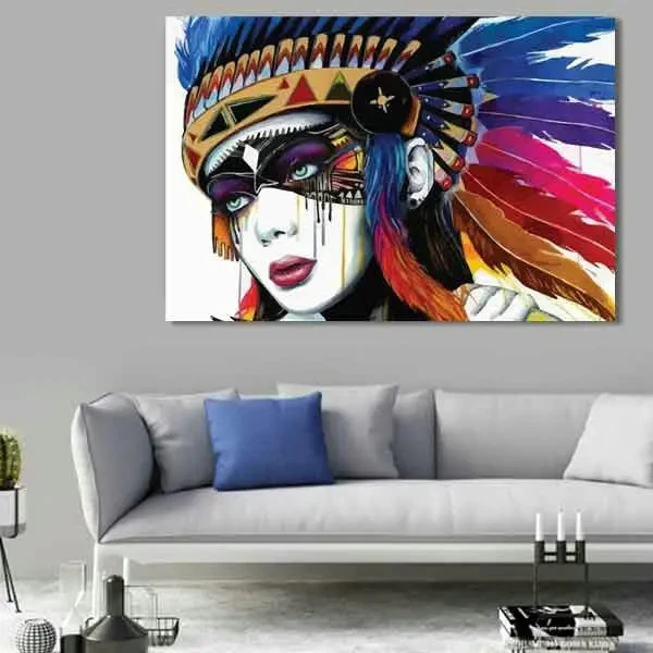 تابلو بوم چاپی لاویا طرح زن سرخپوست کد ART-790