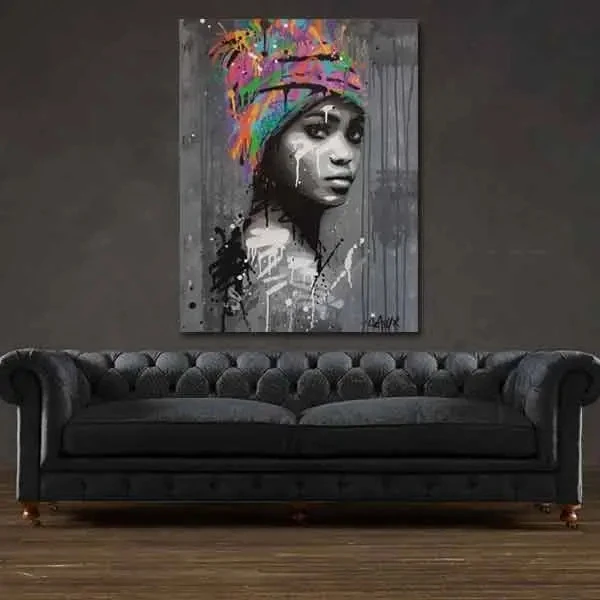 تابلو بوم چاپی لاویا طرح زن سیاهپوست کد ART-1446