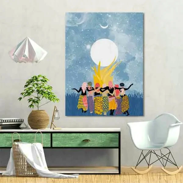 تابلو بوم چاپی لاویا طرح زنها و آفتاب کد ART-2073