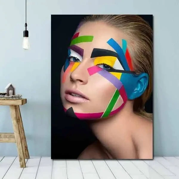تابلو بوم چاپی لاویا طرح پرتره رنگی زن کد ART-1406